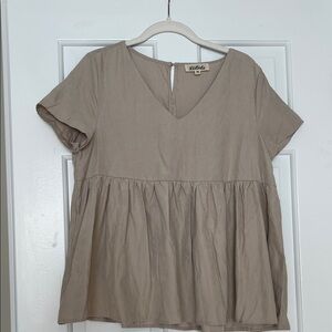 Listicle Beige V-Neck Blouse